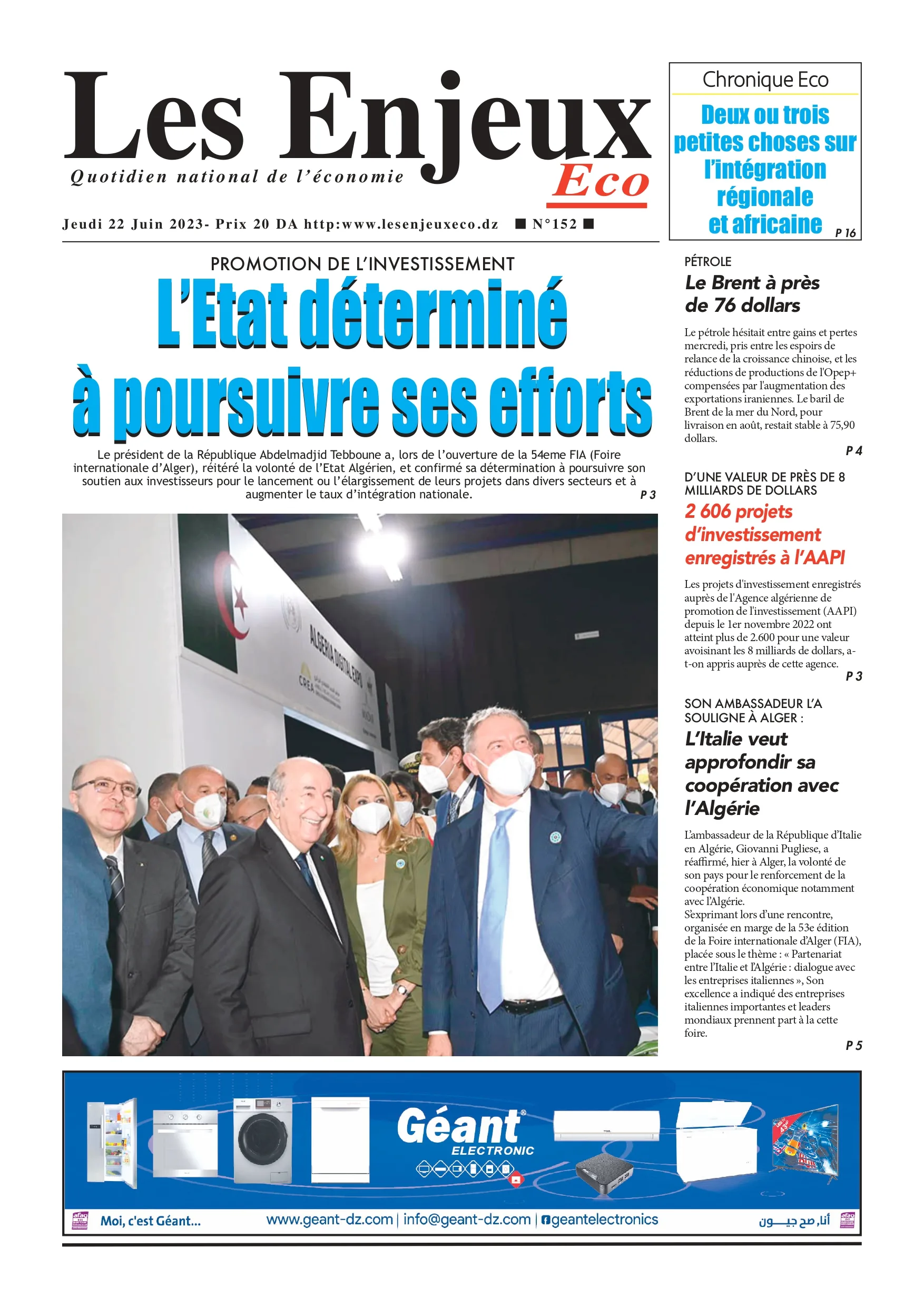 journal n152 les enjeux eco