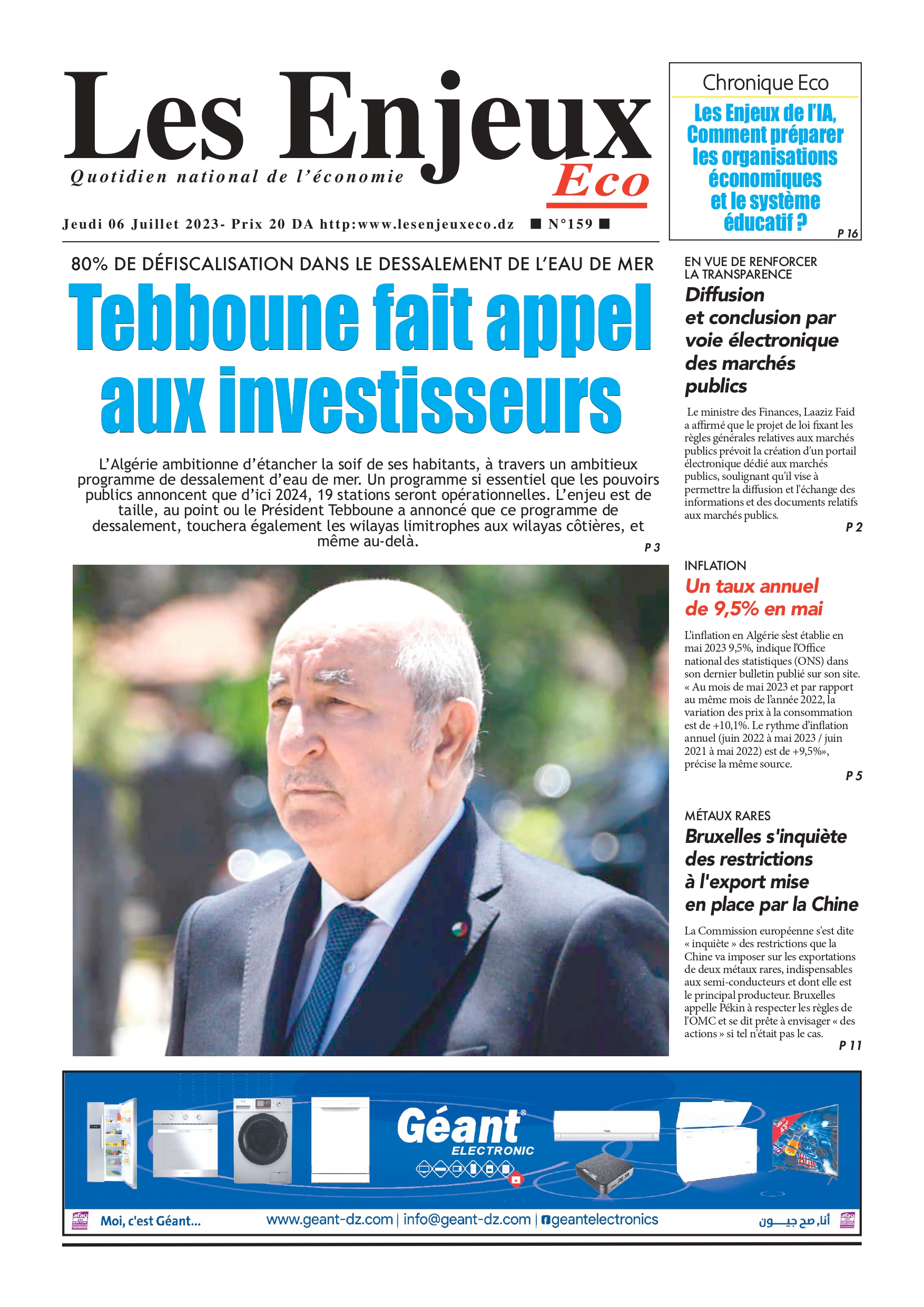 journal n159 les enjeux eco
