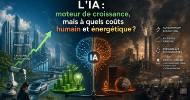 Chronique Eco —————————————————————————- L’IA : moteur de croissance, mais à quels coûts humain et énergétique ?