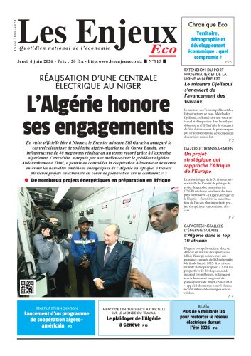 Une du journal Les Enjeux Eco numéro 915