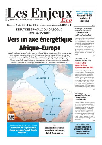 Une du journal Les Enjeux Eco numéro 916