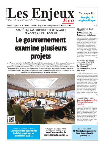 Une du journal Les Enjeux Eco numéro 924