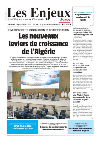 Une du journal Les Enjeux Eco numéro 929