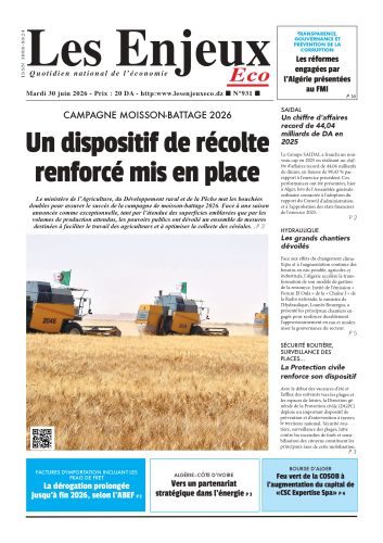 Une du journal Les Enjeux Eco numéro 931