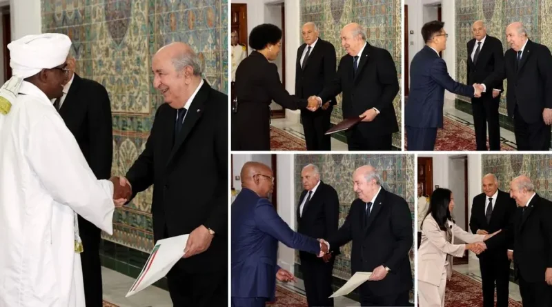 Le président de la République reçoit les lettres de créance de cinq nouveaux ambassadeurs auprès de l&rsquo;Algérie