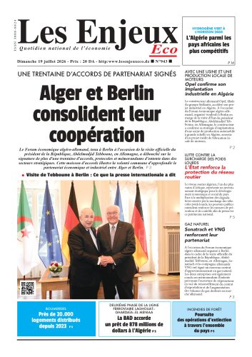 Une du journal Les Enjeux Eco numéro 934