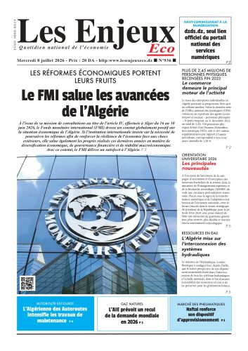 Une du journal Les Enjeux Eco numéro 936