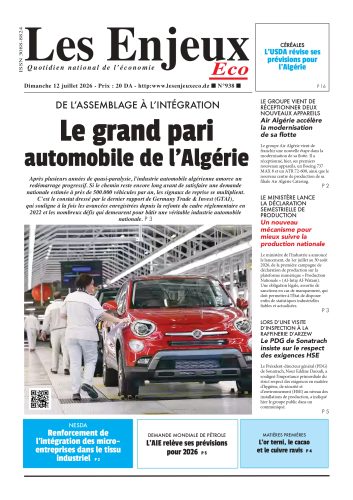 Une du journal Les Enjeux Eco numéro 938