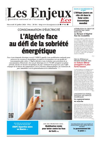 Une du journal Les Enjeux Eco numéro 941