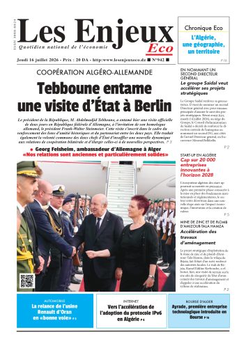 Une du journal Les Enjeux Eco numéro 942