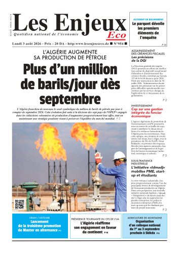 Une du journal Les Enjeux Eco numéro 954