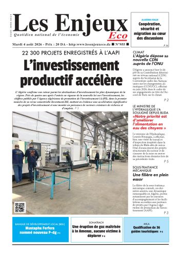 Une du journal Les Enjeux Eco numéro 955