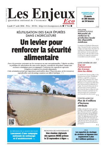 Une du journal Les Enjeux Eco numéro 964