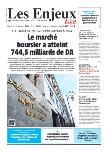 Une du journal Les Enjeux Eco numéro 1005