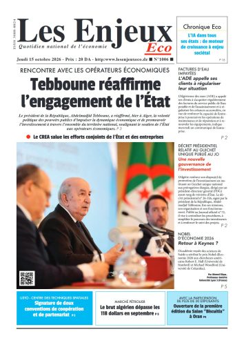 Une du journal Les Enjeux Eco numéro 1006