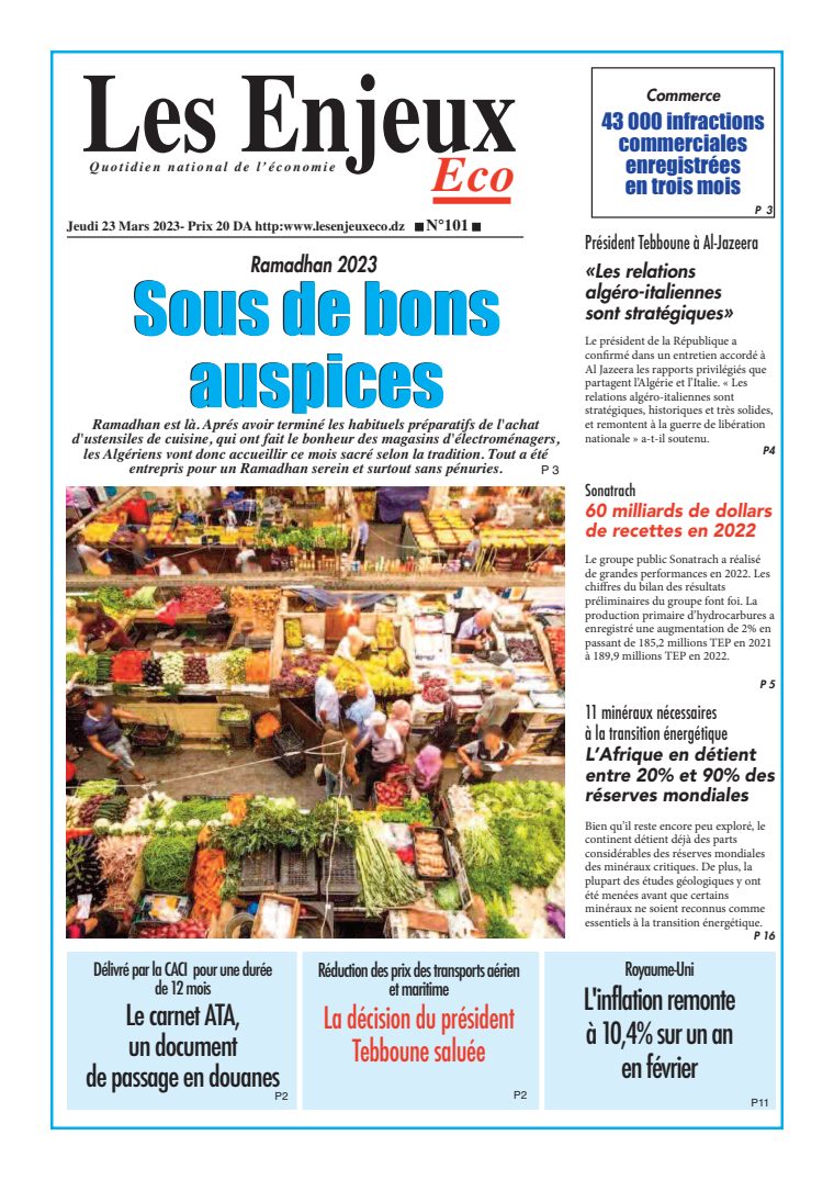 Une du journal Les Enjeux Eco numéro 103