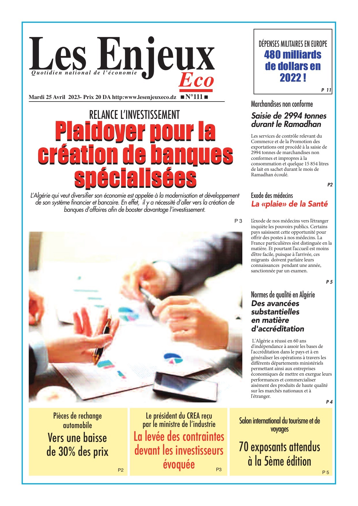Une du journal Les Enjeux Eco numéro 111