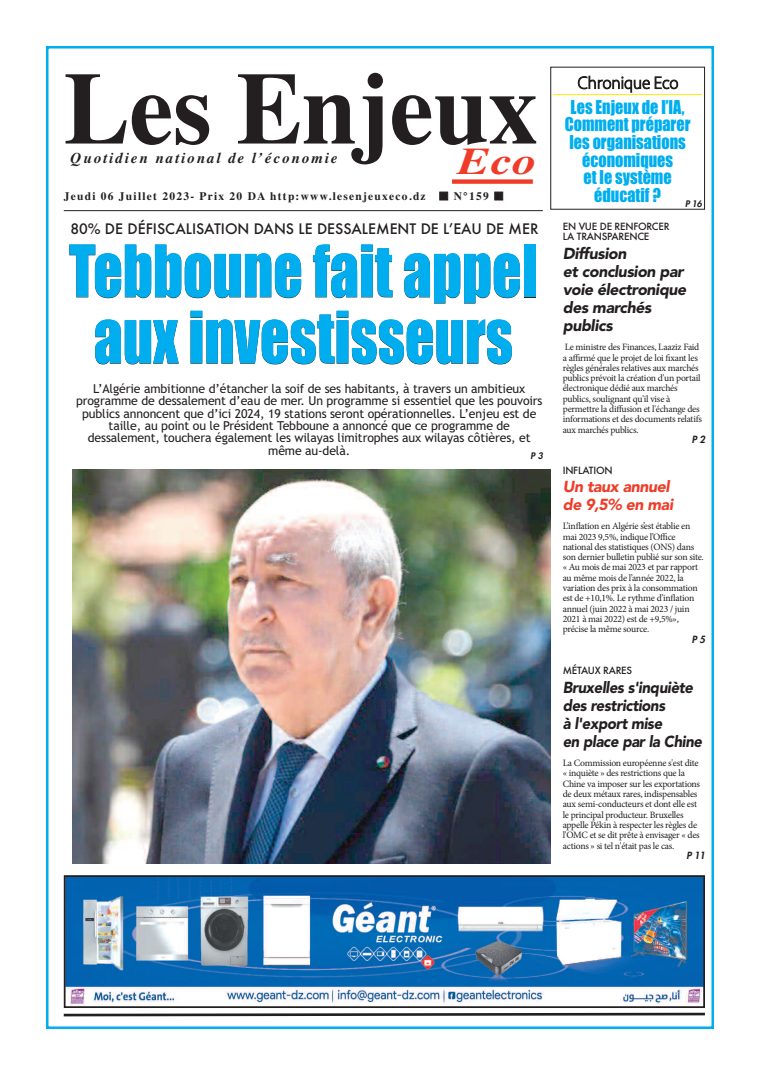 Une du journal Les Enjeux Eco numéro 159