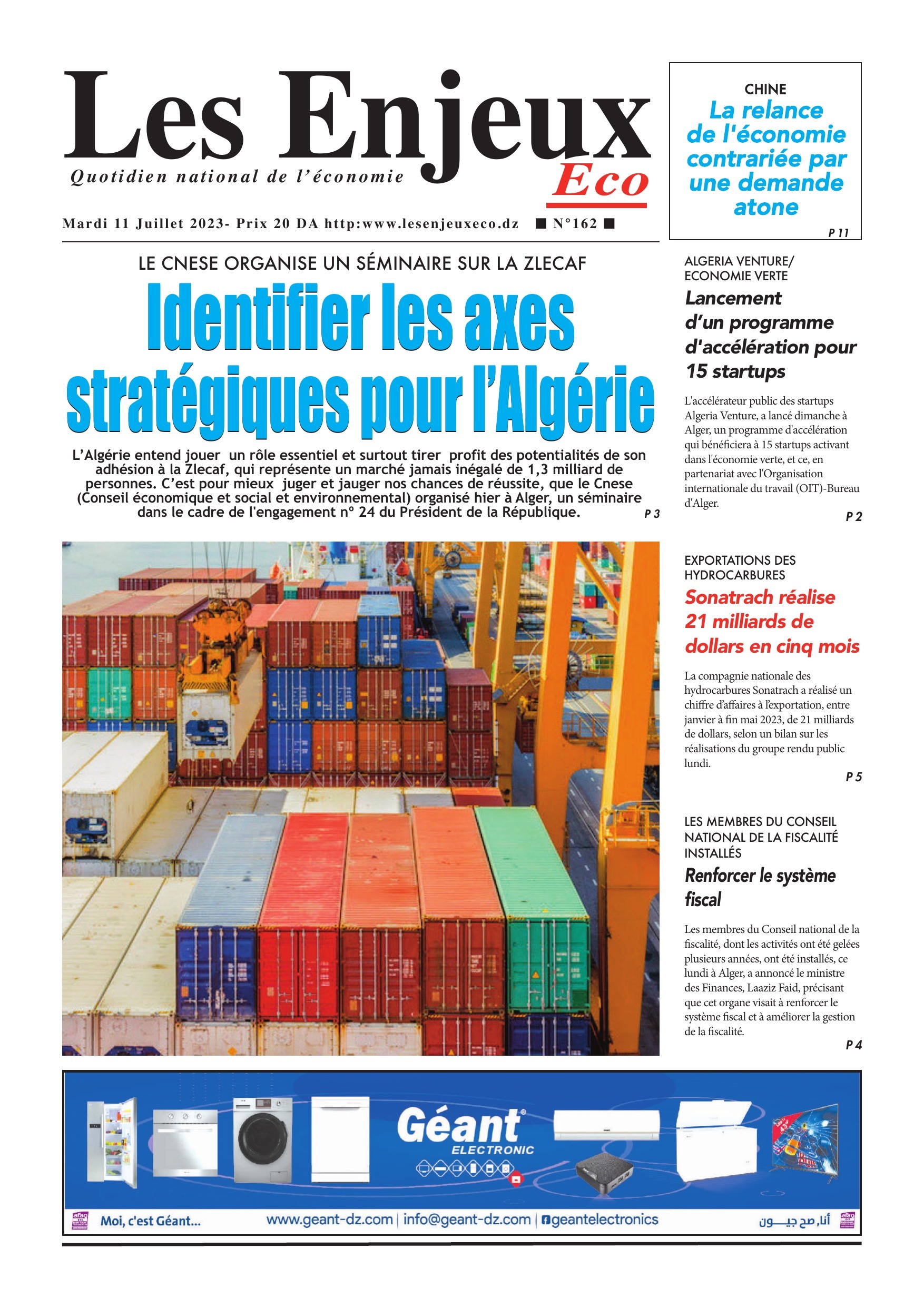 Une du journal Les Enjeux Eco numéro 162