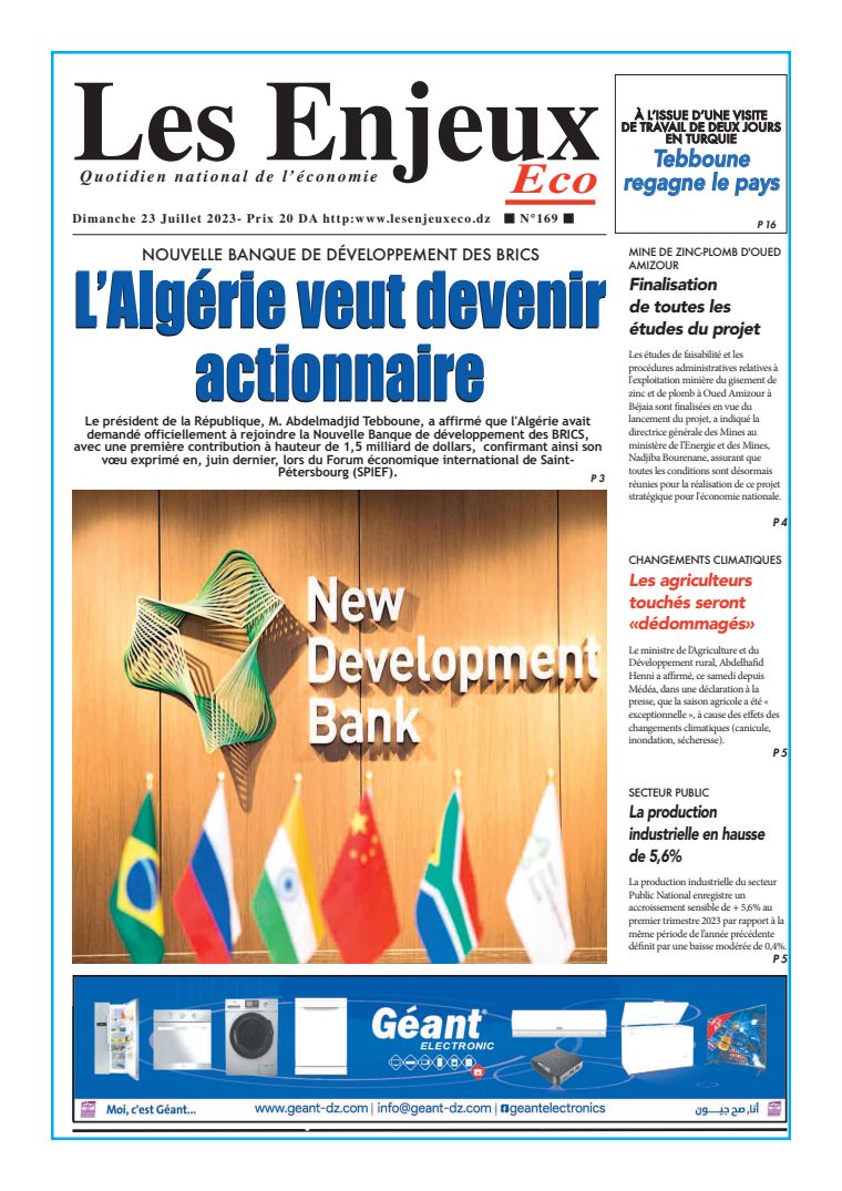 Une du journal Les Enjeux Eco numéro 169
