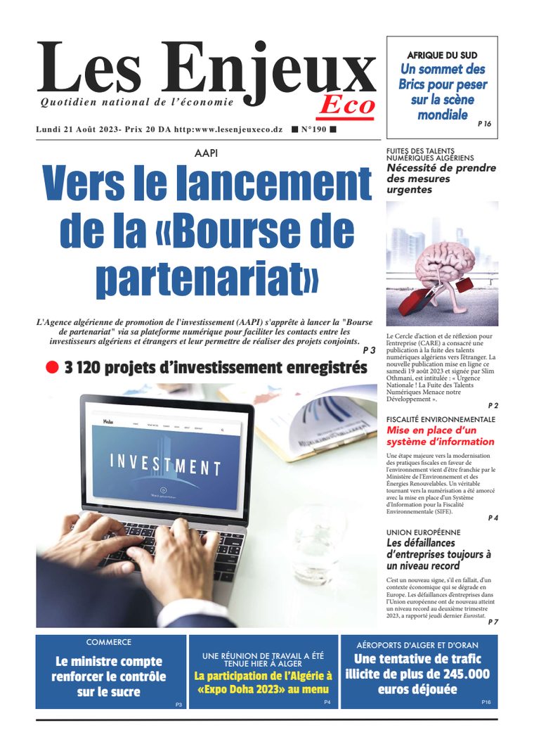 Une du journal Les Enjeux Eco numéro 190