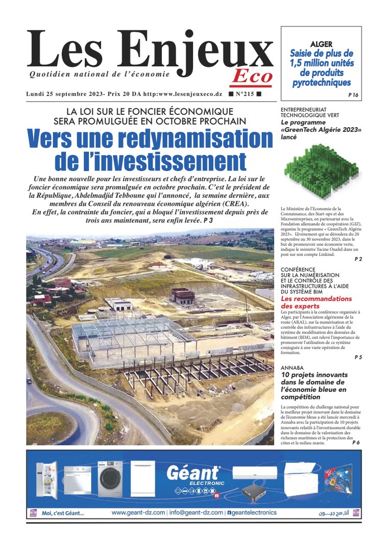 Une du journal Les Enjeux Eco numéro 215