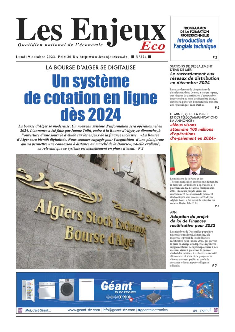 Une du journal Les Enjeux Eco numéro 224