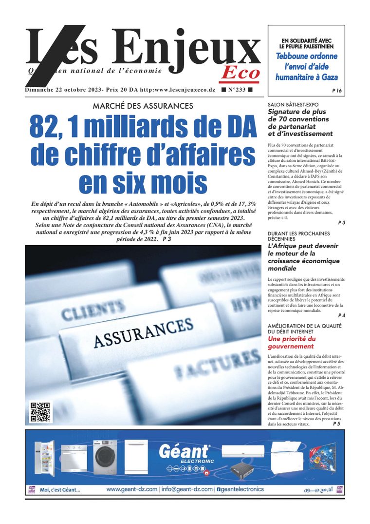 Une du journal Les Enjeux Eco numéro 233