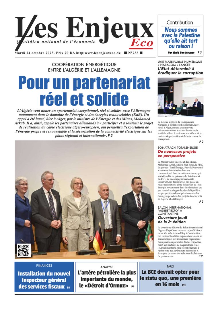 Une du journal Les Enjeux Eco numéro 235