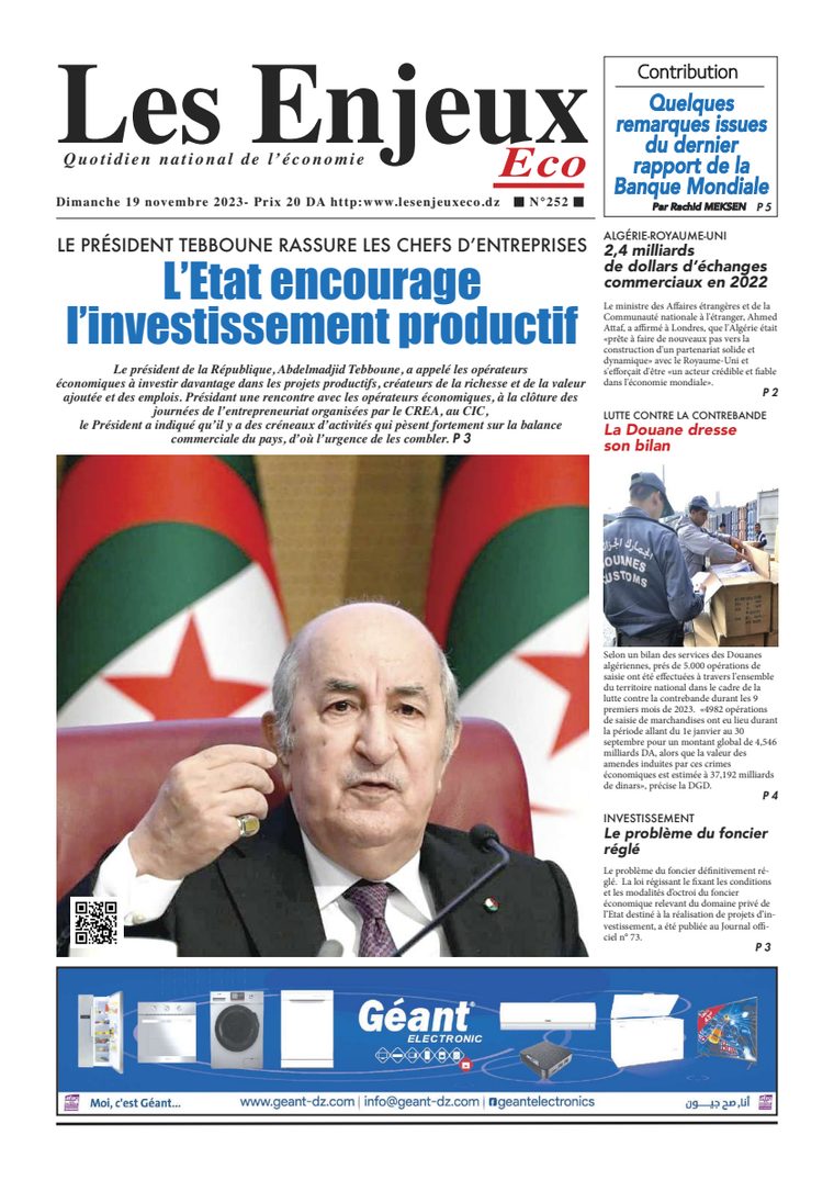 Une du journal Les Enjeux Eco numéro 252