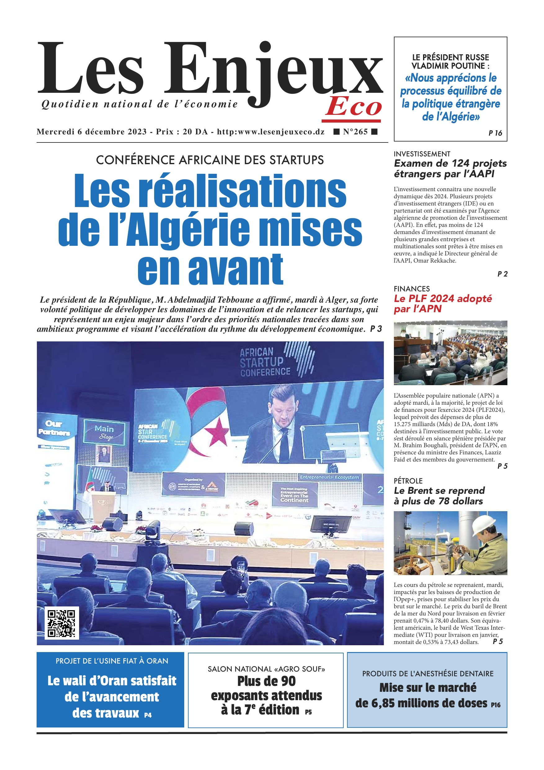 Une du journal Les Enjeux Eco numéro 265