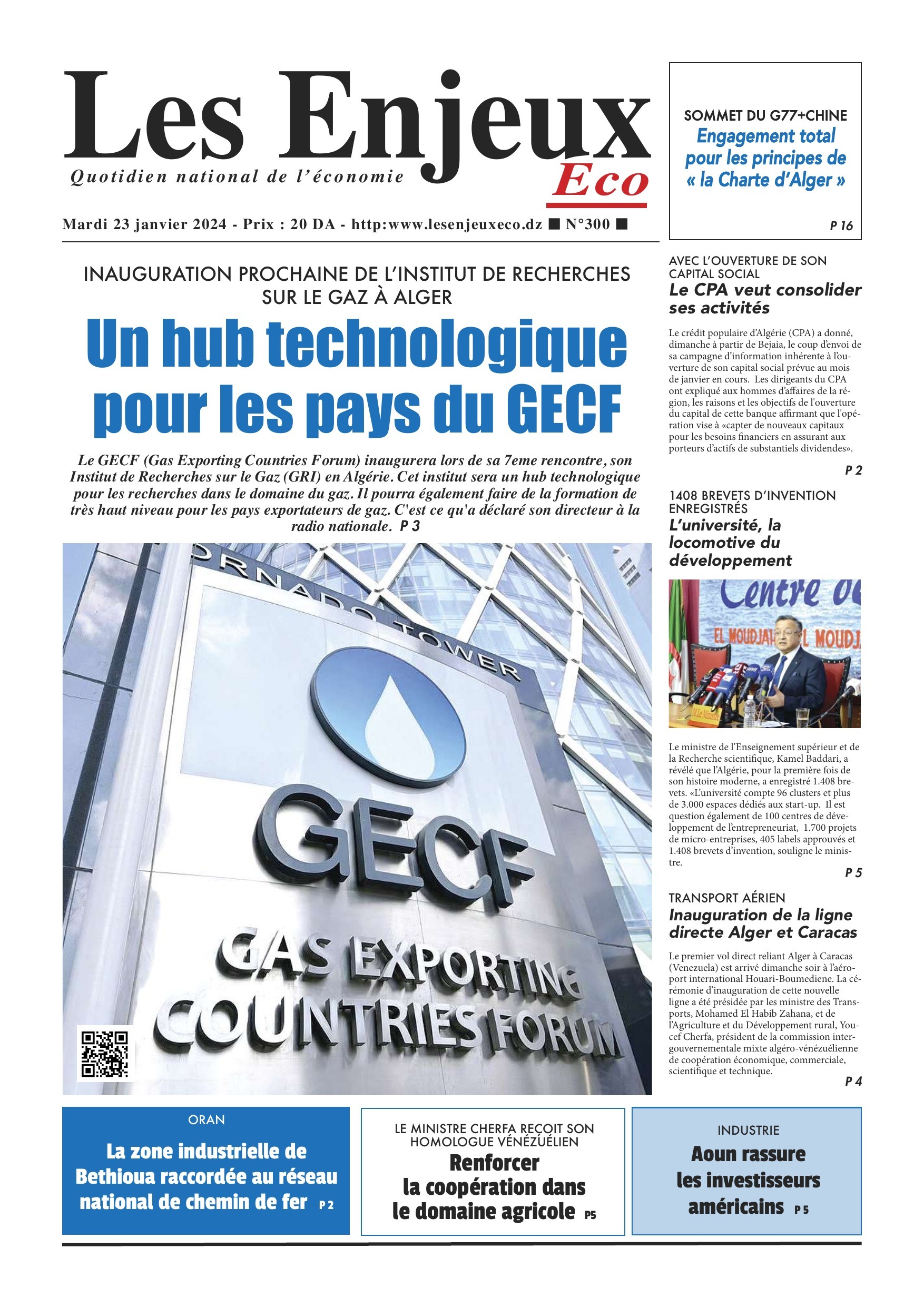 Une du journal Les Enjeux Eco numéro 300