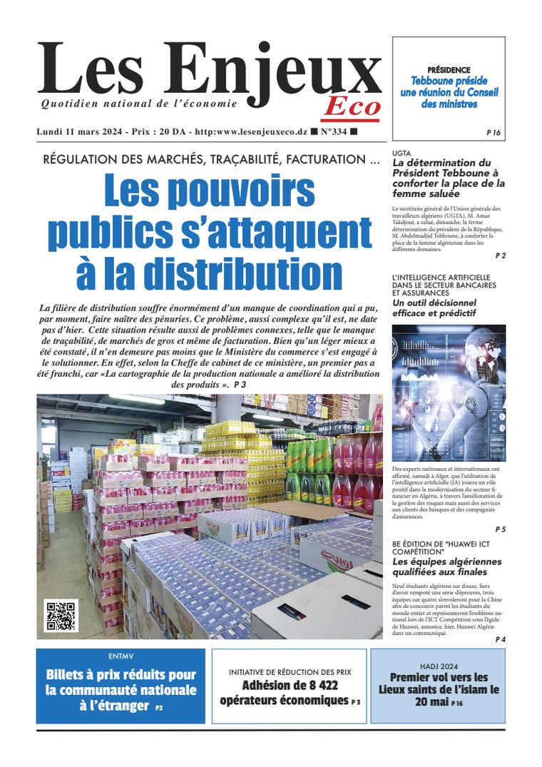 Une du journal Les Enjeux Eco numéro 334