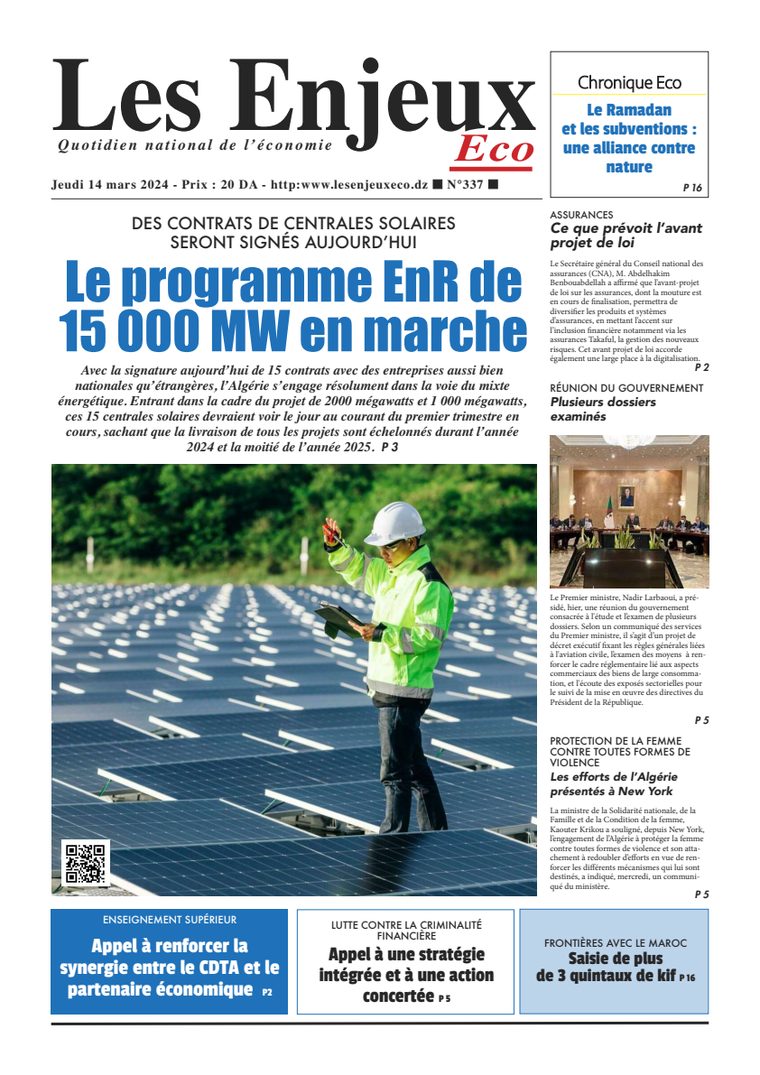 Une du journal Les Enjeux Eco numéro 337
