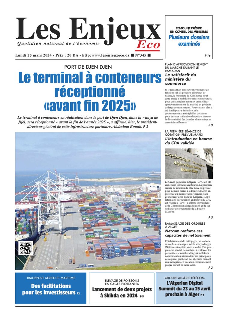 Une du journal Les Enjeux Eco numéro 344