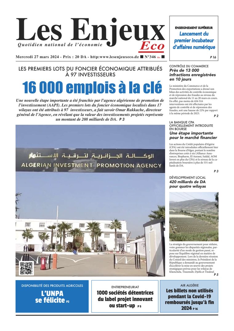 Une du journal Les Enjeux Eco numéro 346