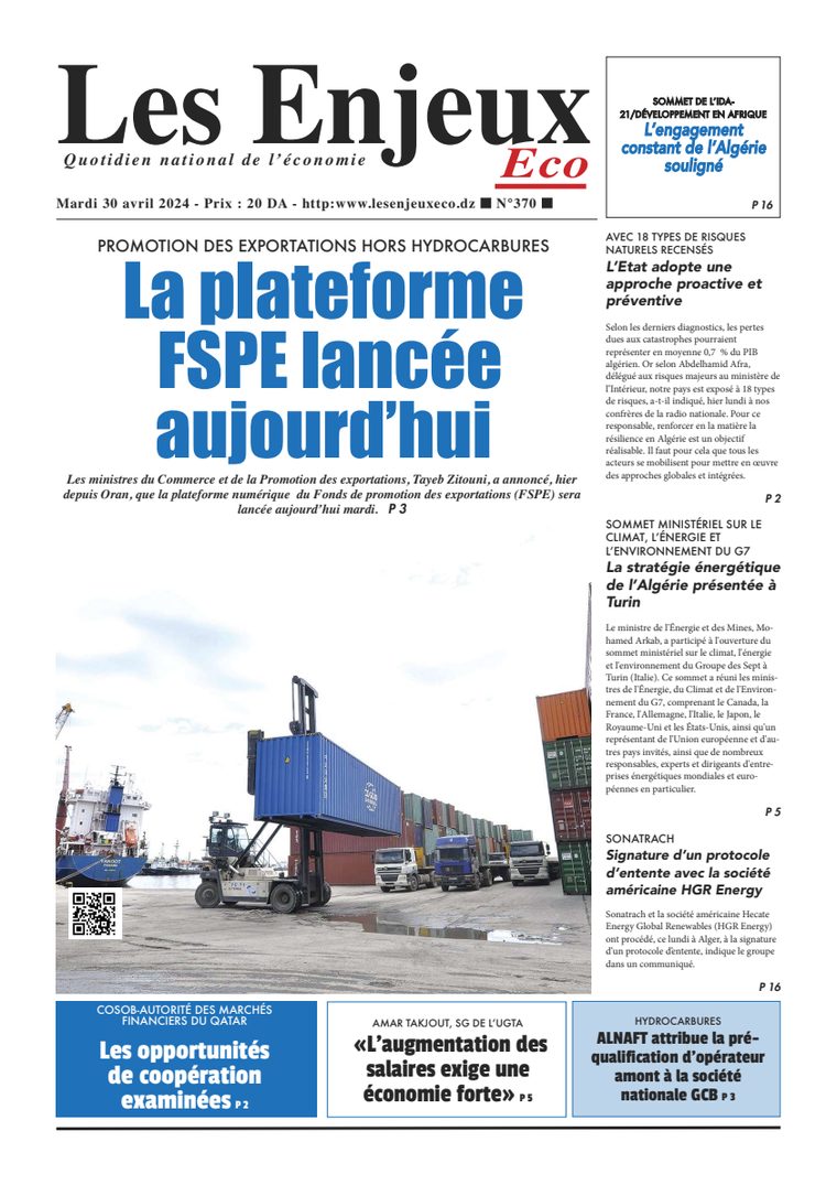 Une du journal Les Enjeux Eco numéro 370