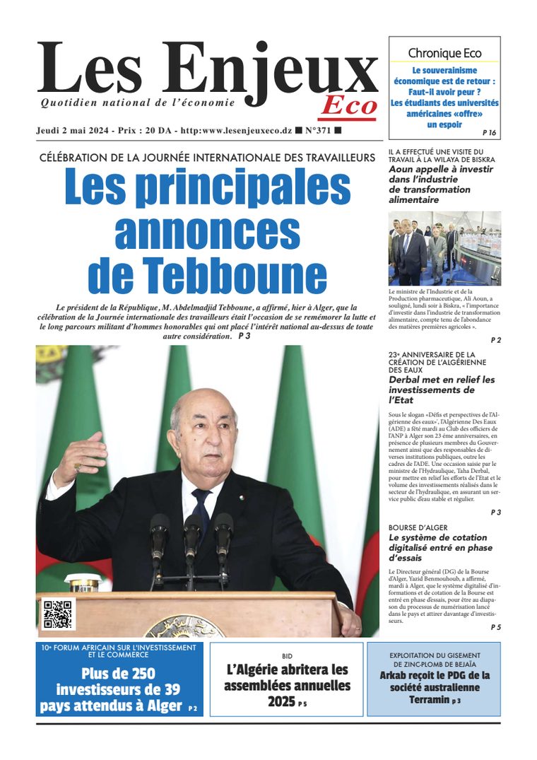 Une du journal Les Enjeux Eco numéro 371