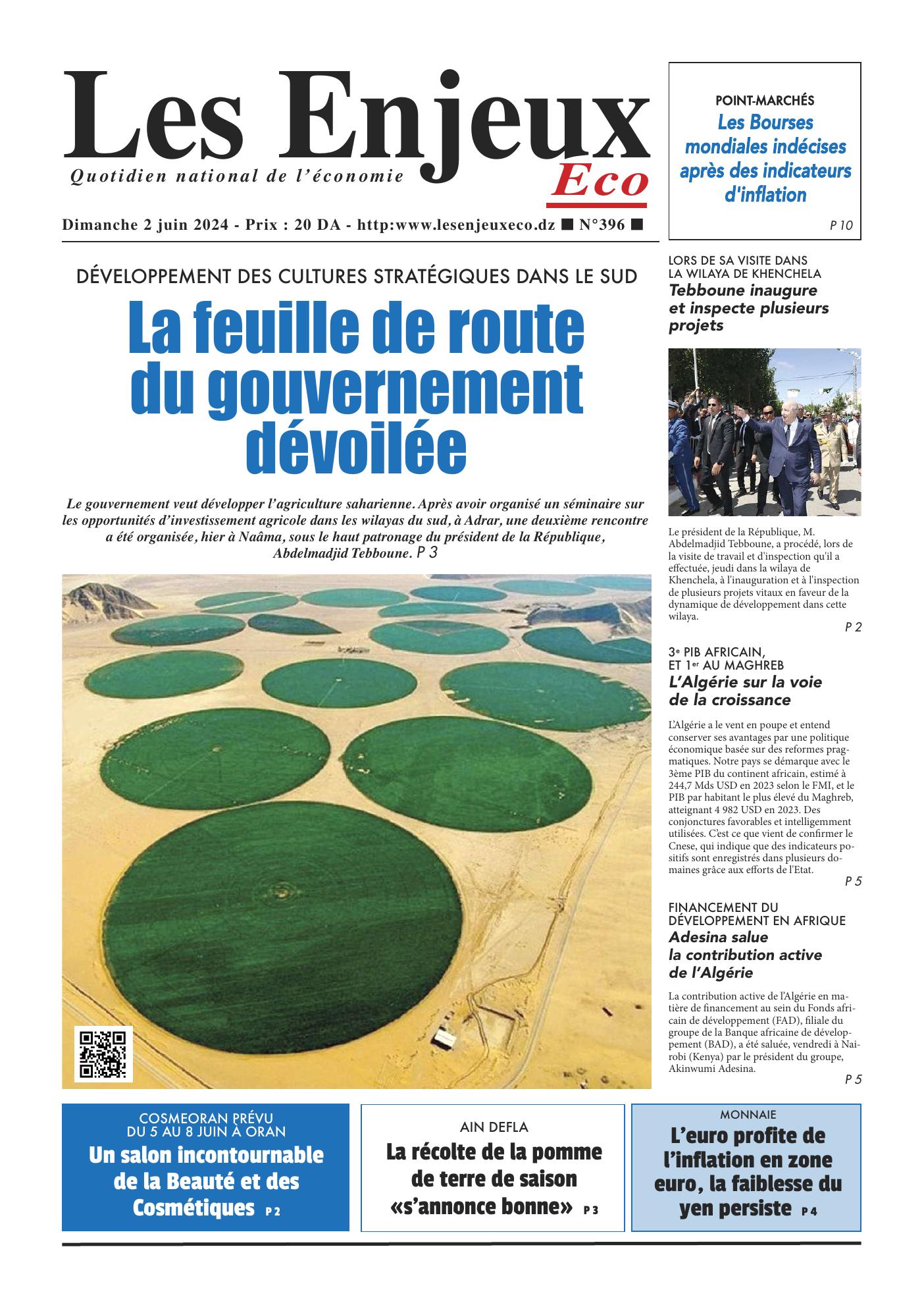Une du journal Les Enjeux Eco numéro 396