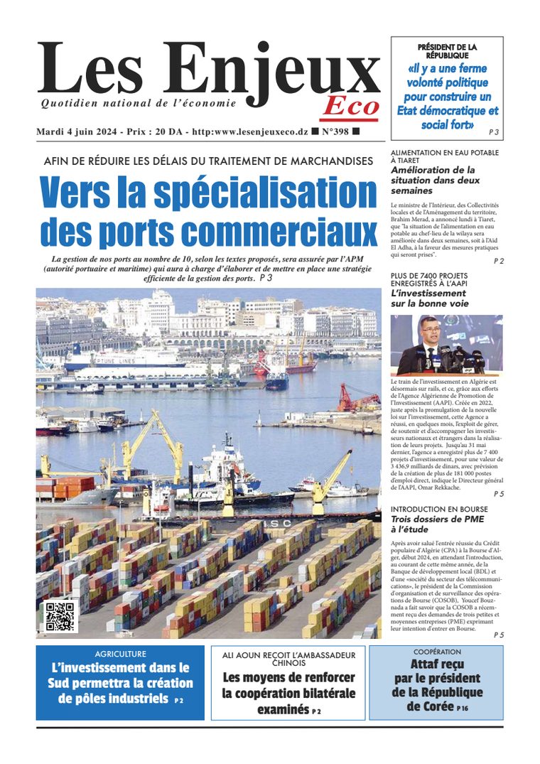 Une du journal Les Enjeux Eco numéro 398