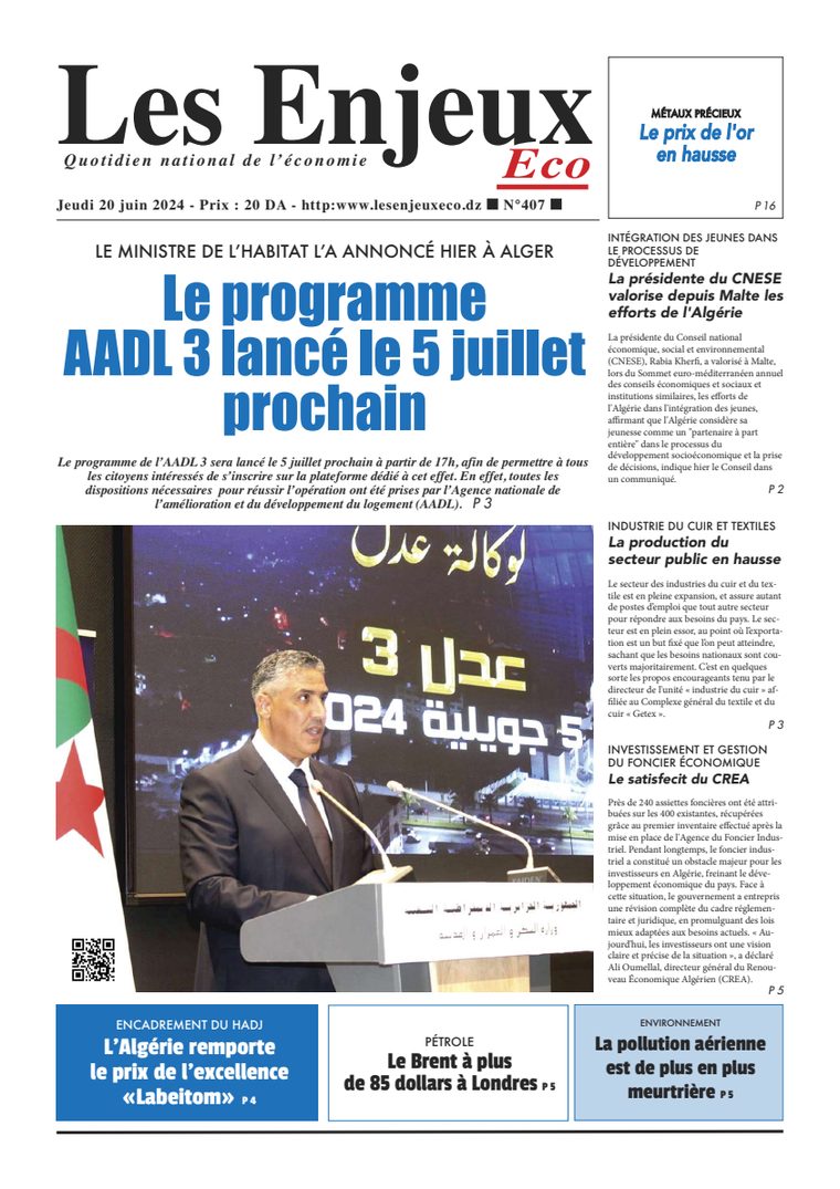 Une du journal Les Enjeux Eco numéro 407