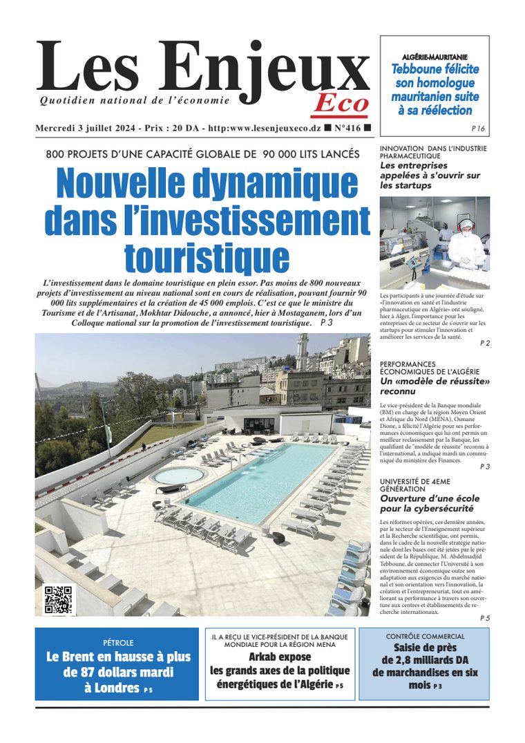 Une du journal Les Enjeux Eco numéro 416