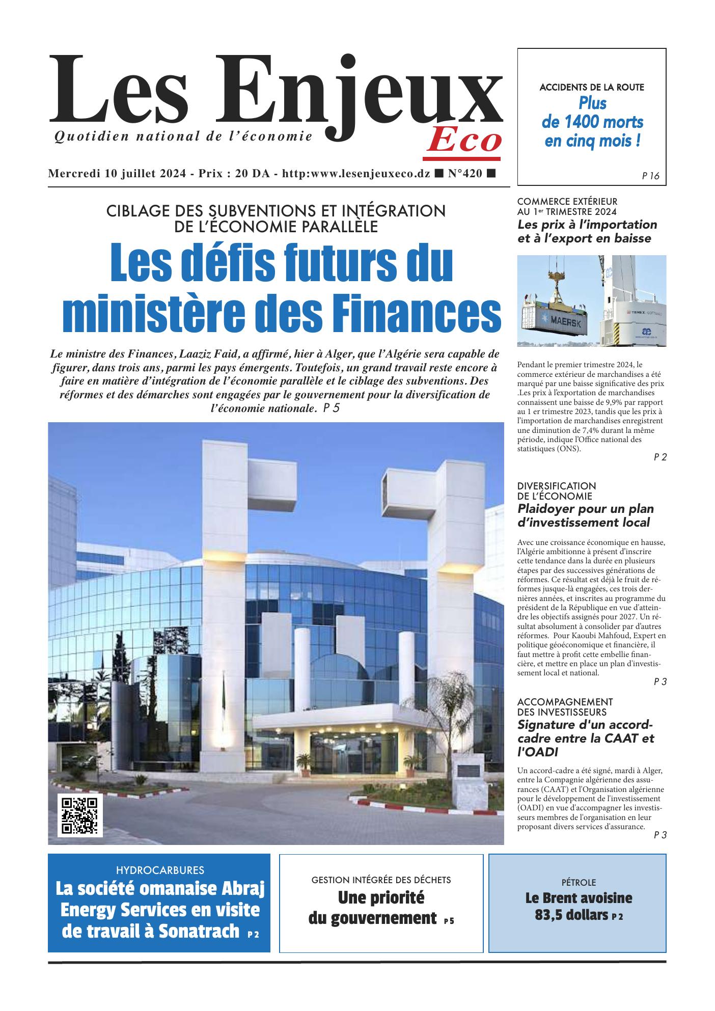 Une du journal Les Enjeux Eco numéro 420