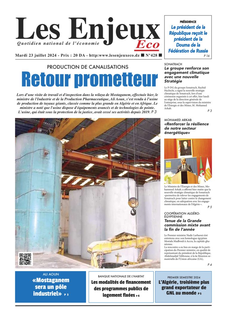 Une du journal Les Enjeux Eco numéro 428
