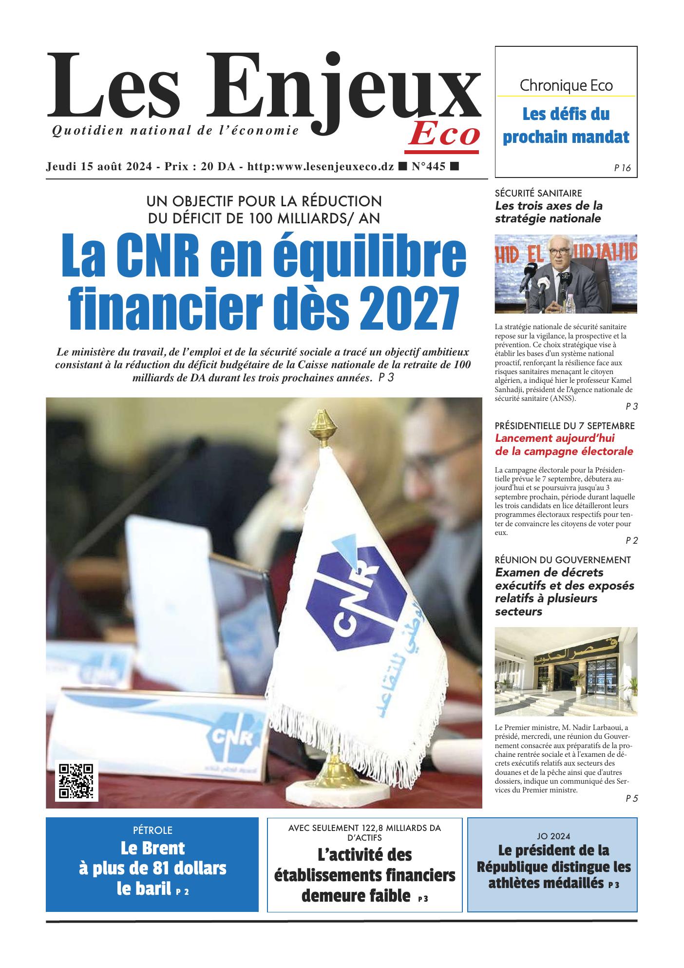 Une du journal Les Enjeux Eco numéro 445