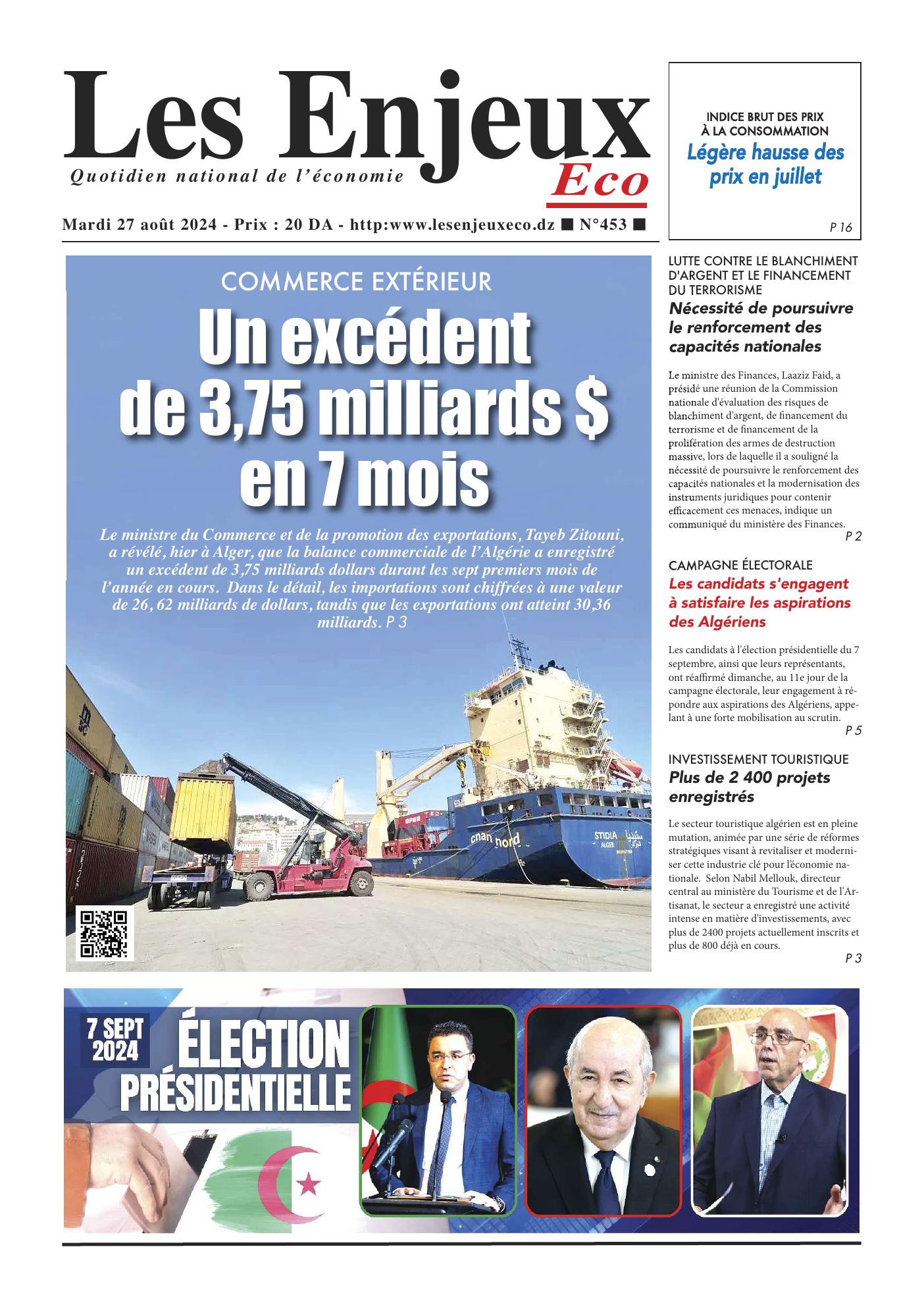 Une du journal Les Enjeux Eco numéro 453