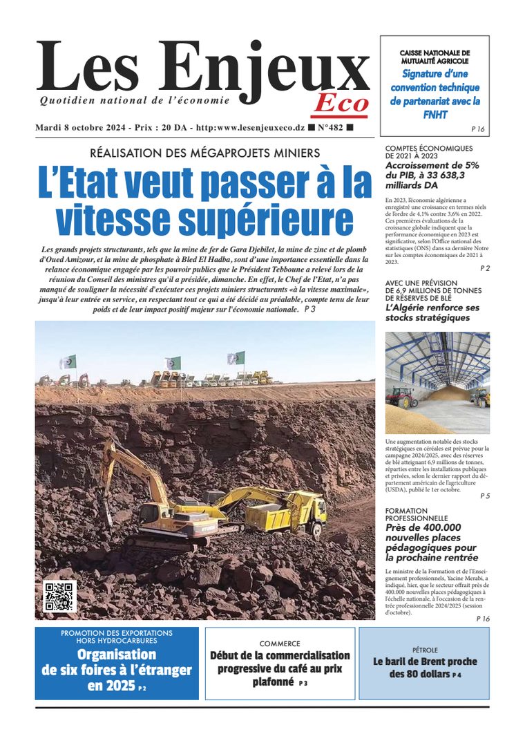 Une du journal Les Enjeux Eco numéro 482