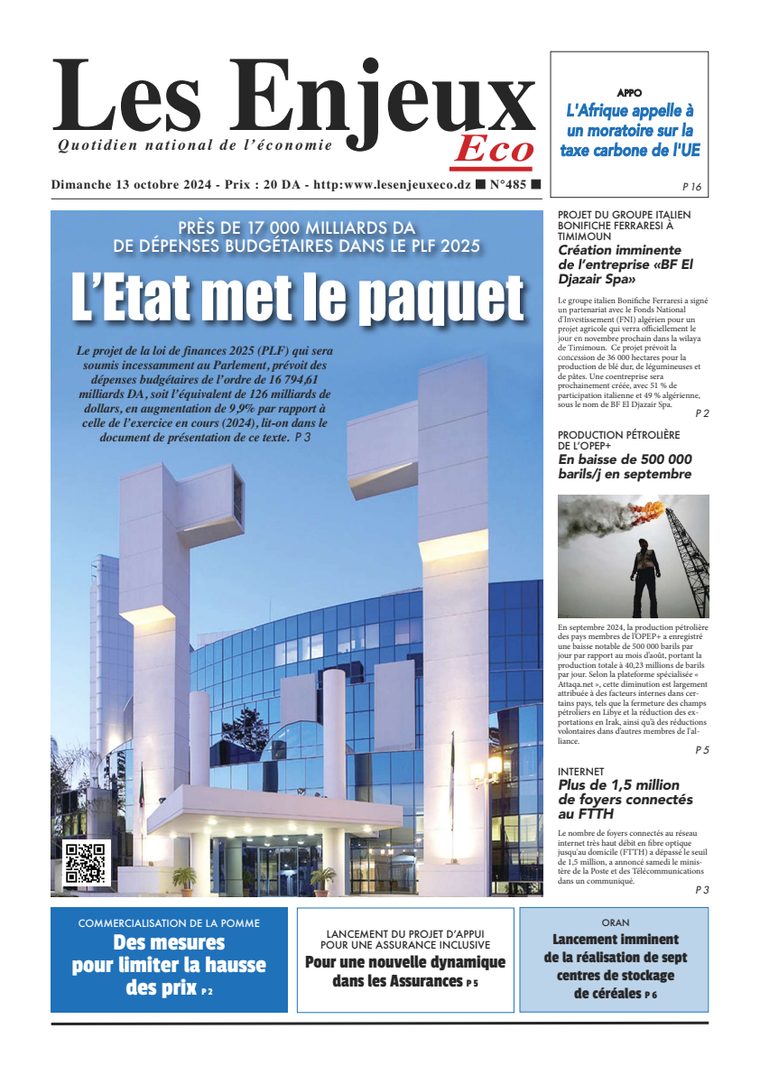Une du journal Les Enjeux Eco numéro 485
