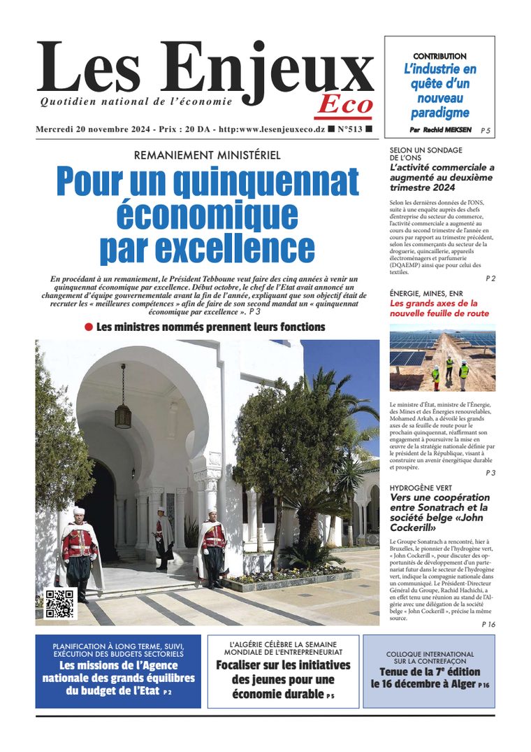 Une du journal Les Enjeux Eco numéro 513