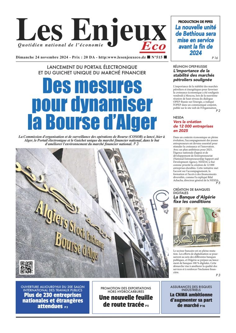 Une du journal Les Enjeux Eco numéro 515